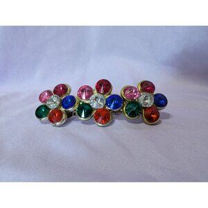 Vintage Colorful Floral Rhinestone Hair Clip Barrette